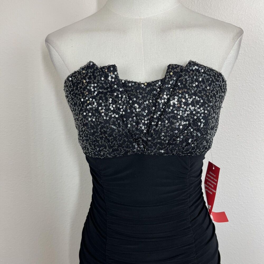 Wishes Wishes Wishes Dress Womens Small Black Sequin Bodycon Mini Party Club 00s - Picture 3 of 7